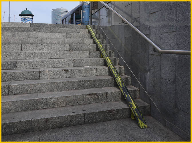 Bike Guide on Subway Stairs